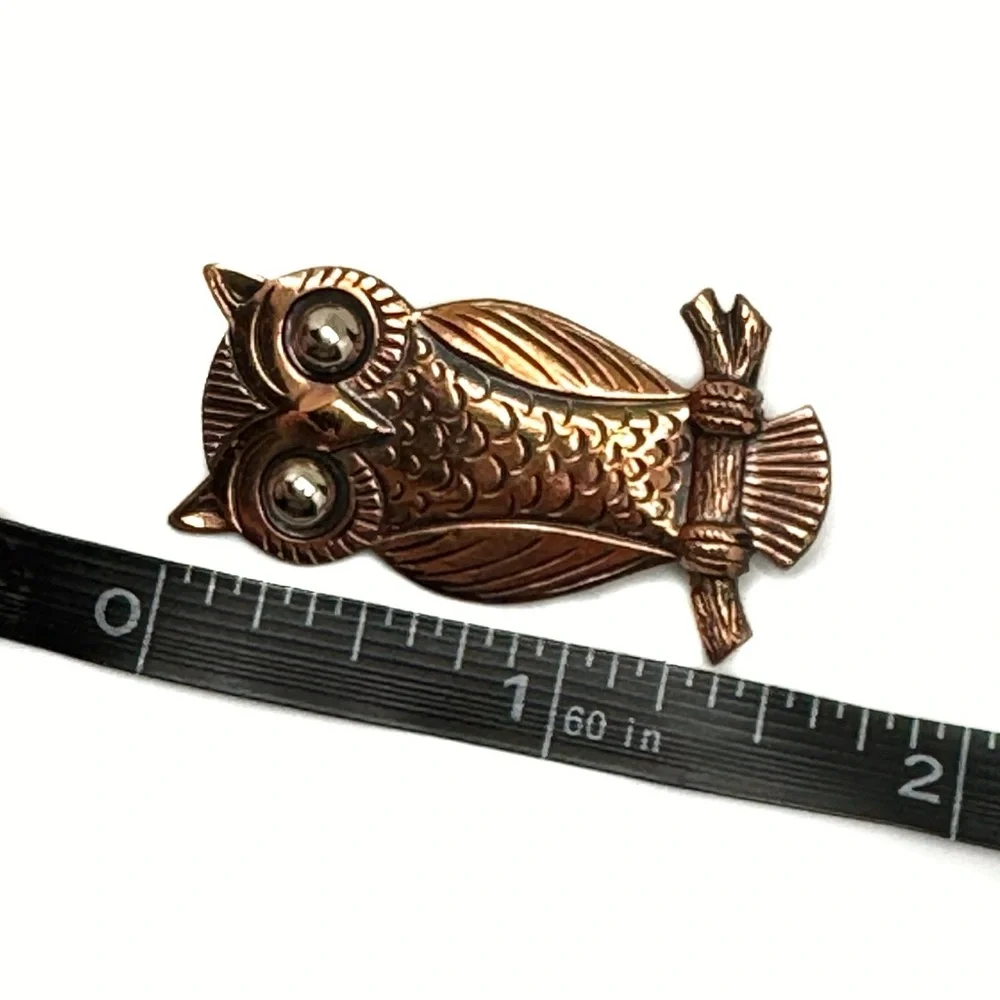 Vintage Copper Owl Brooch by Bell Trading - Picture 9 of 10